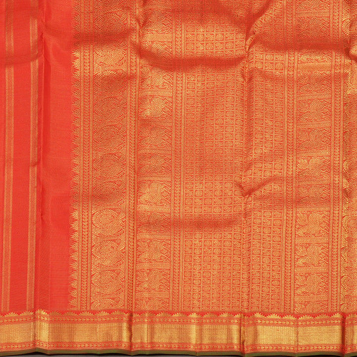 Hayagrivas Handloom Kanjivaram silk saree in vibrant Red Vairaoosi KBE474F2-1