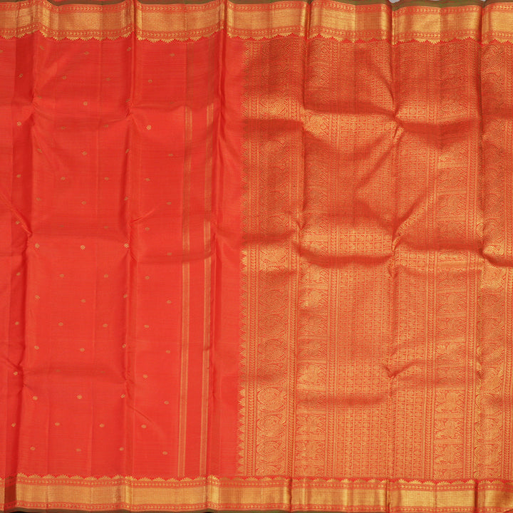Hayagrivas Handloom Kanjivaram silk saree in vibrant Red Vairaoosi KBE474F2-1
