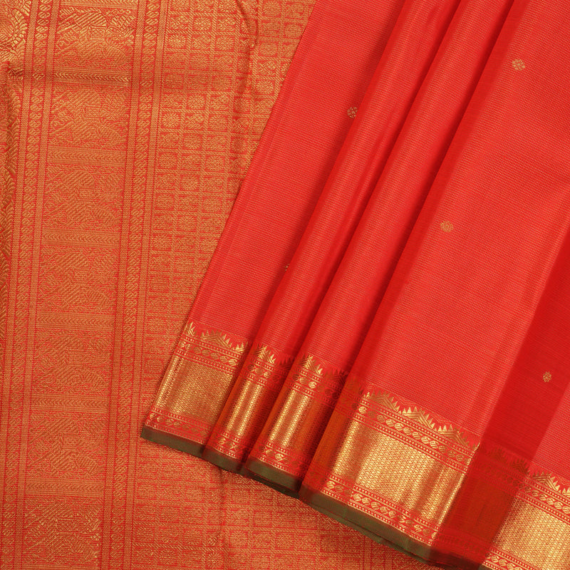 Hayagrivas Handloom Kanjivaram silk saree in vibrant Red Vairaoosi KBE474F2-1