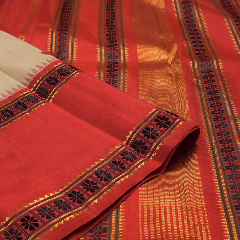 Hayagrivas Handloom Pure Kanjivaram Silk Saree in Stunning Sandal KBE475F1-1