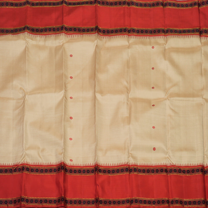 Hayagrivas Handloom Pure Kanjivaram Silk Saree in Stunning Sandal KBE475F1-1