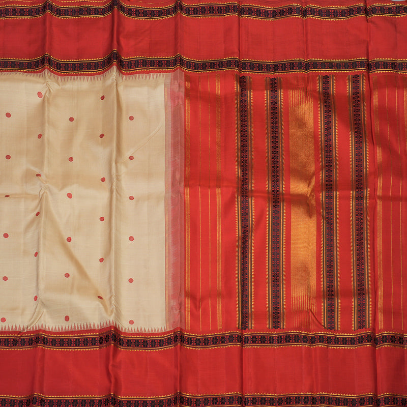 Hayagrivas Handloom Pure Kanjivaram Silk Saree in Stunning Sandal KBE475F1-1