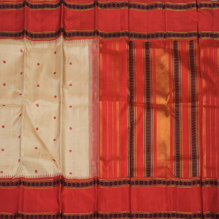 Hayagrivas Handloom Pure Kanjivaram Silk Saree in Stunning Sandal KBE475F1-1