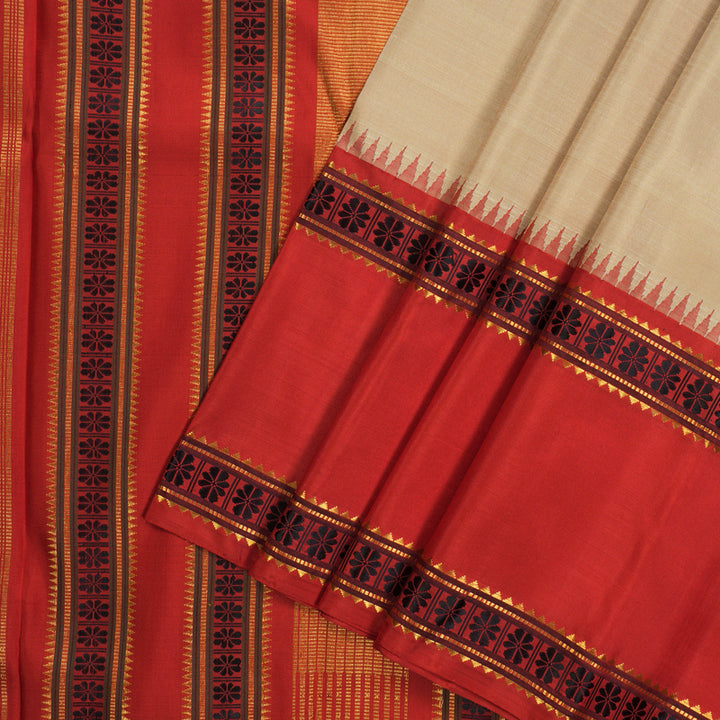 Hayagrivas Handloom Pure Kanjivaram Silk Saree in Stunning Sandal KBE475F1-1