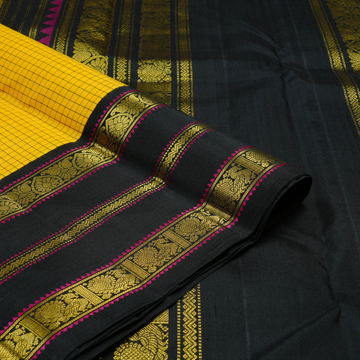 Hayagrivas Handloom Kanjivaram Silk Saree in Eye-catching Yellow KBE47D4-1