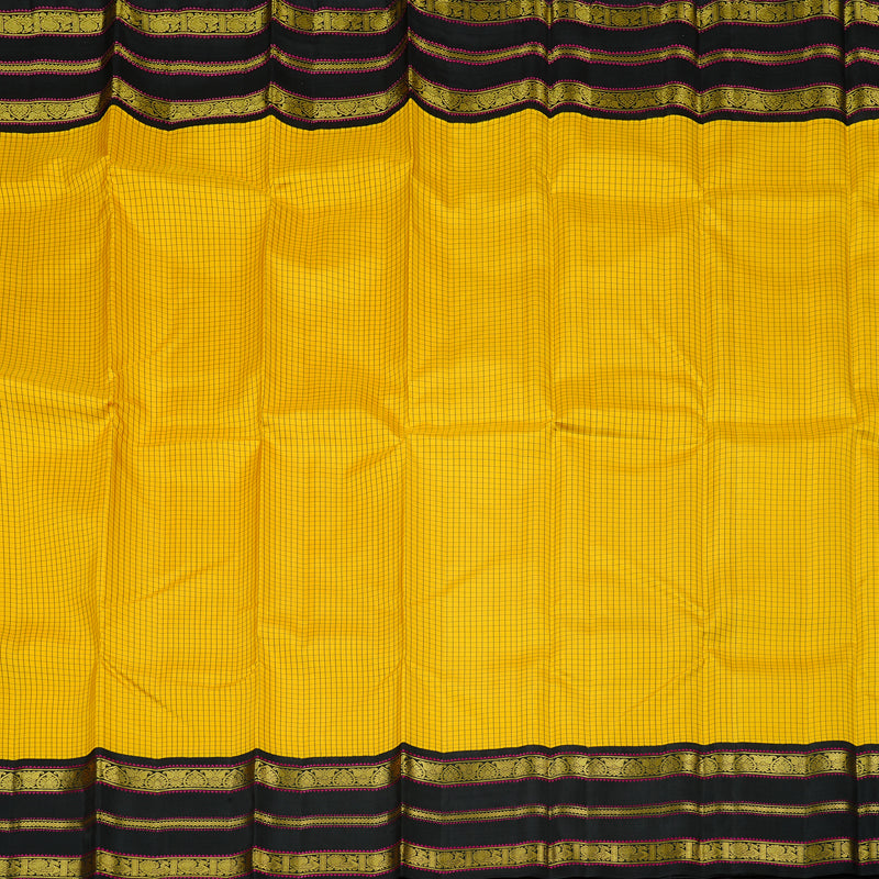 Hayagrivas Handloom Kanjivaram Silk Saree in Eye-catching Yellow KBE47D4-1