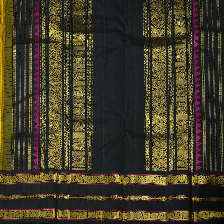 Hayagrivas Handloom Kanjivaram Silk Saree in Eye-catching Yellow KBE47D4-1