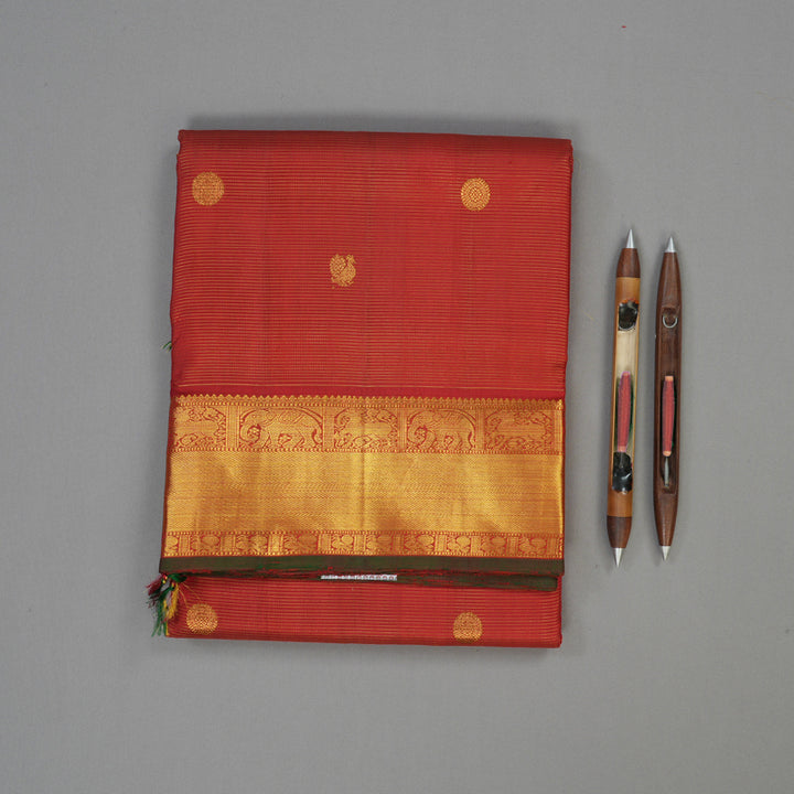 Hayagrivas Handloom Red Ten Yards Silk Madisar KBE47D7-1