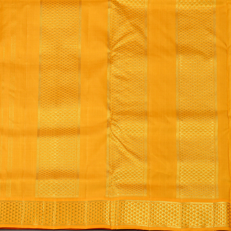 Hayagrivas Blue Handloom Kanjivaram Ten Yards Silk Saree with Mango Yellow Border KBE47D9-1
