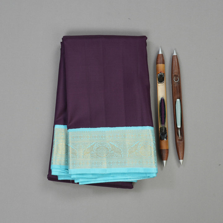 Hayagrivas Handloom Pure Kanjivaram Silk Saree in Alluring Dark Purple KBE485F5-2