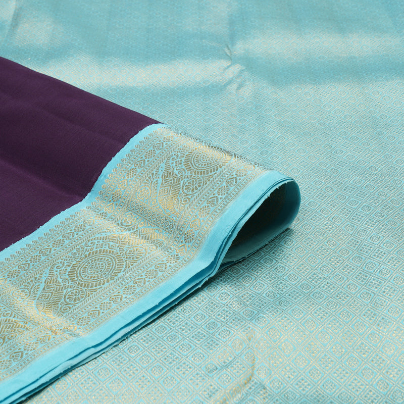 Hayagrivas Handloom Pure Kanjivaram Silk Saree in Alluring Dark Purple KBE485F5-2