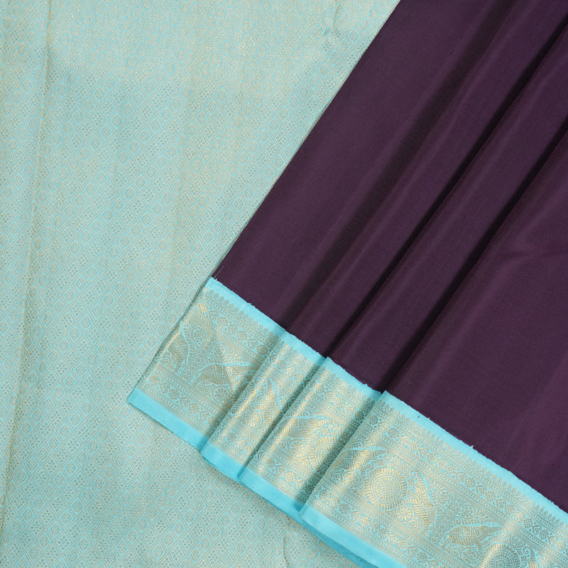 Hayagrivas Handloom Pure Kanjivaram Silk Saree in Alluring Dark Purple KBE485F5-2