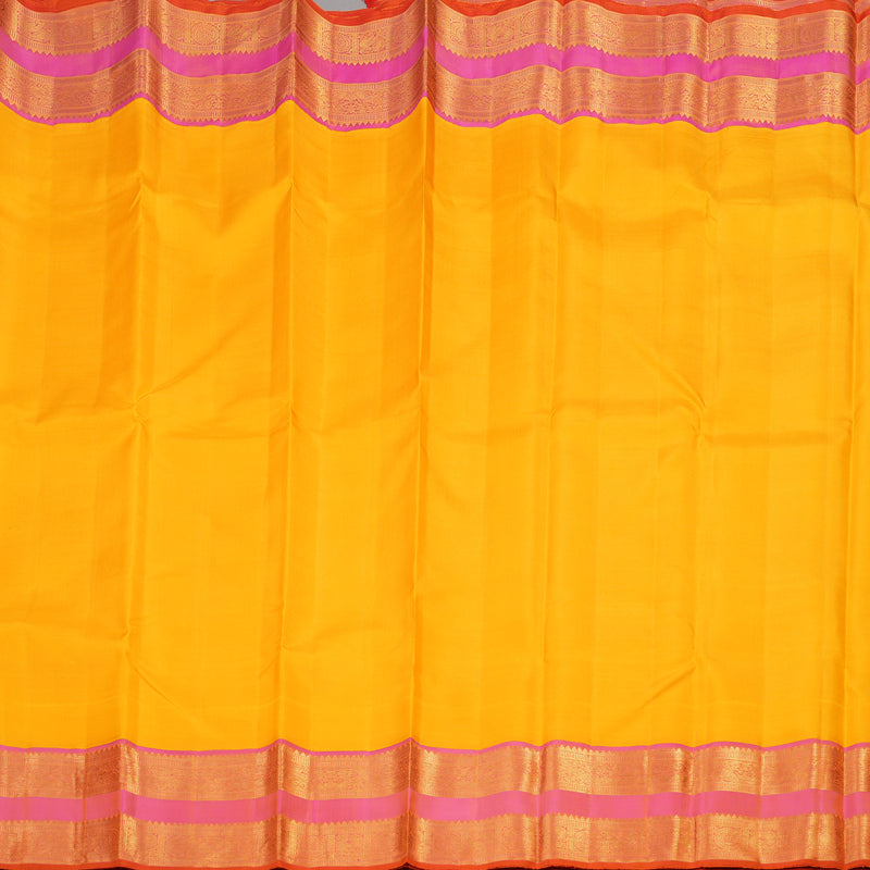 Hayagrivas Handloom Kanjivaram Silk Saree in Yellow With Retta Pettu KBE486F1-2
