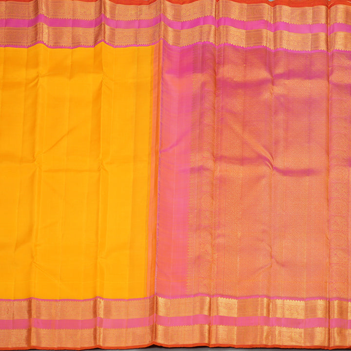 Hayagrivas Handloom Kanjivaram Silk Saree in Yellow With Retta Pettu KBE486F1-2
