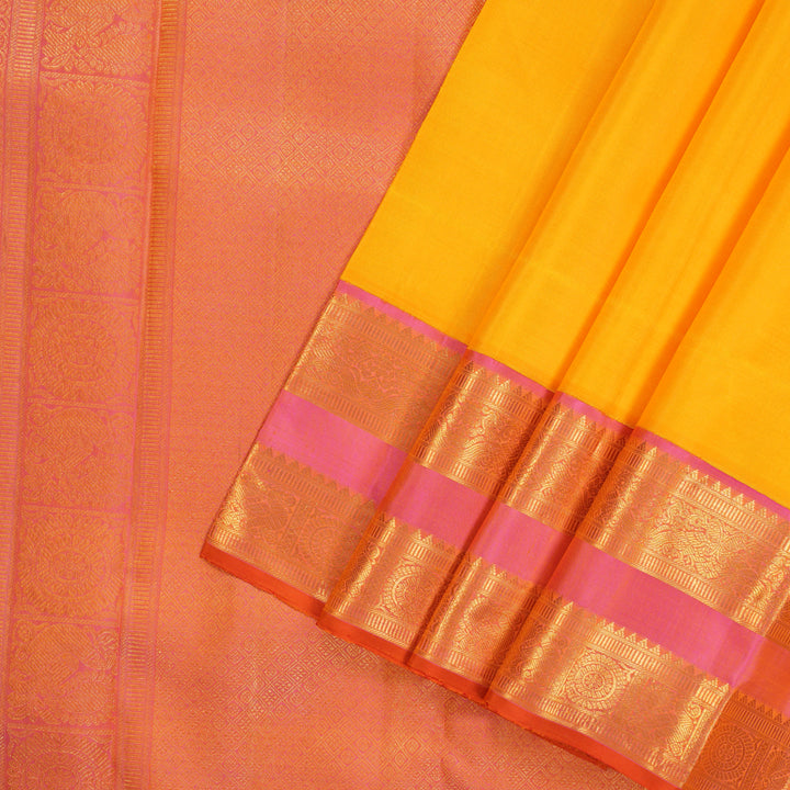 Hayagrivas Handloom Kanjivaram Silk Saree in Yellow With Retta Pettu KBE486F1-2