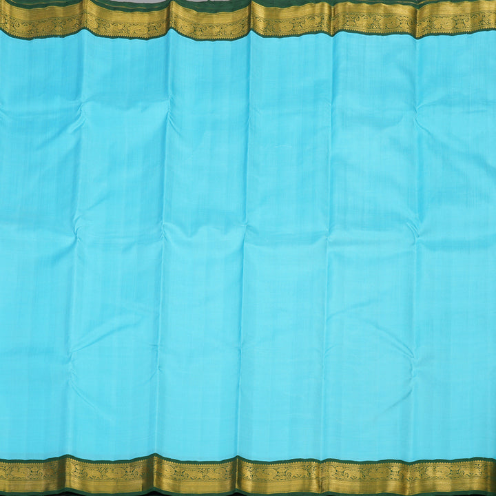 Hayagrivas Handloom Kanjivaram Silk Saree With Sky Blue And Green KBE486F2-2