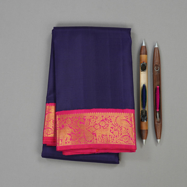 Hayagrivas Handloom Pure Kanjivaram Silk Saree in Glamorous Dark Blue KBE486F2-3