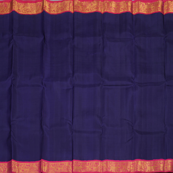 Hayagrivas Handloom Pure Kanjivaram Silk Saree in Glamorous Dark Blue KBE486F2-3