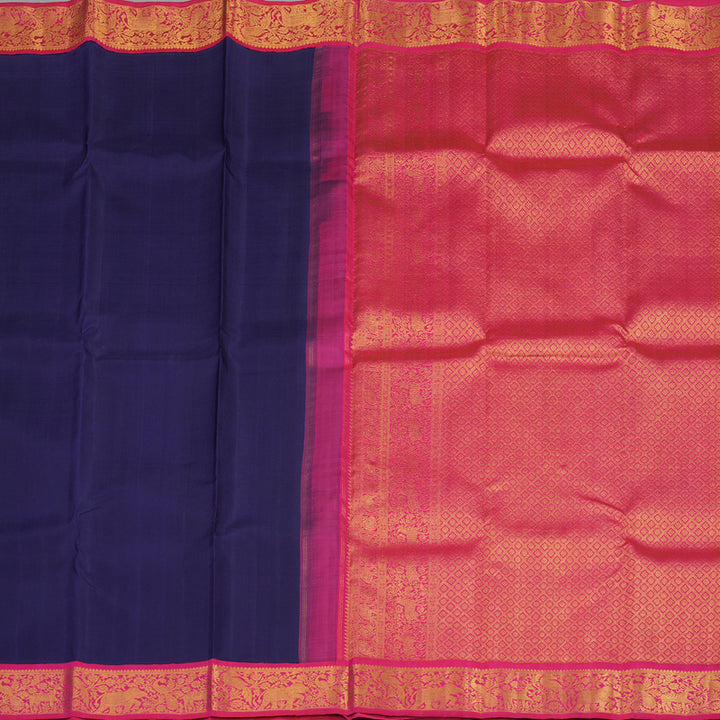 Hayagrivas Handloom Pure Kanjivaram Silk Saree in Glamorous Dark Blue KBE486F2-3
