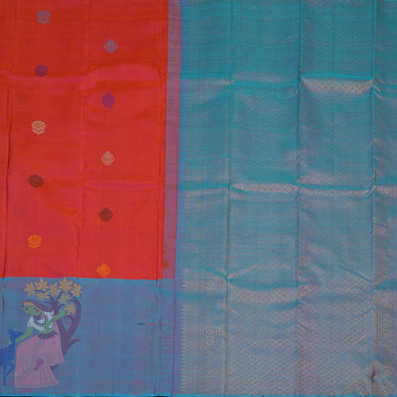 Hayagrivas Handloom Reddish-Pink Kanjivaram Silk Saree KBE488F3-9