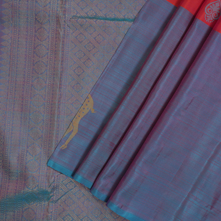 Hayagrivas Handloom Reddish-Pink Kanjivaram Silk Saree KBE488F3-9