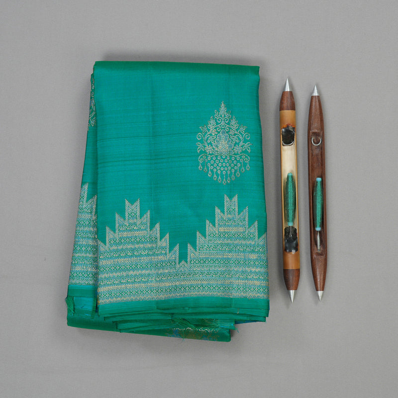 Hayagrivas Handloom Pure Kanjivaram Silk Saree in Attractive Sea Blue KBE488F6-1