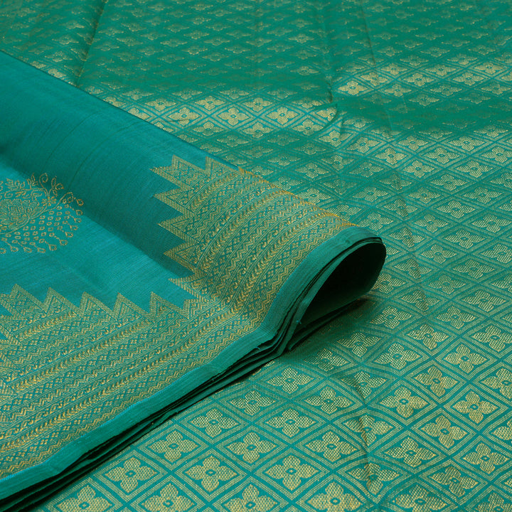 Hayagrivas Handloom Pure Kanjivaram Silk Saree in Attractive Sea Blue KBE488F6-1