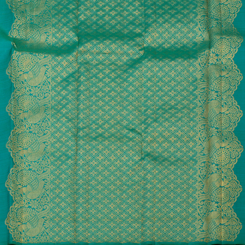 Hayagrivas Handloom Pure Kanjivaram Silk Saree in Attractive Sea Blue KBE488F6-1