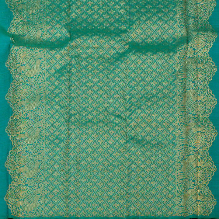 Hayagrivas Handloom Pure Kanjivaram Silk Saree in Attractive Sea Blue KBE488F6-1