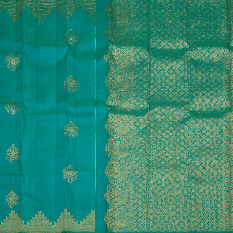 Hayagrivas Handloom Pure Kanjivaram Silk Saree in Attractive Sea Blue KBE488F6-1