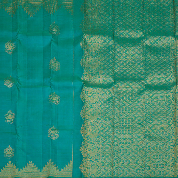 Hayagrivas Handloom Pure Kanjivaram Silk Saree in Attractive Sea Blue KBE488F6-1