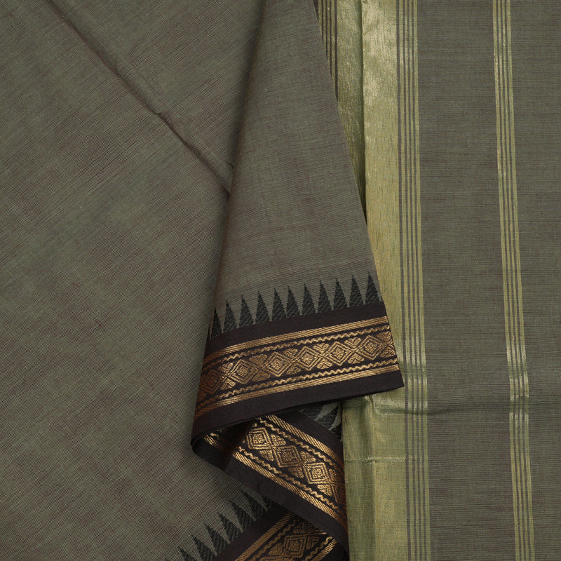 Hayagrivas Handloom Pure Cotton Saree in Elegant Ash Grey KBE48D1-11