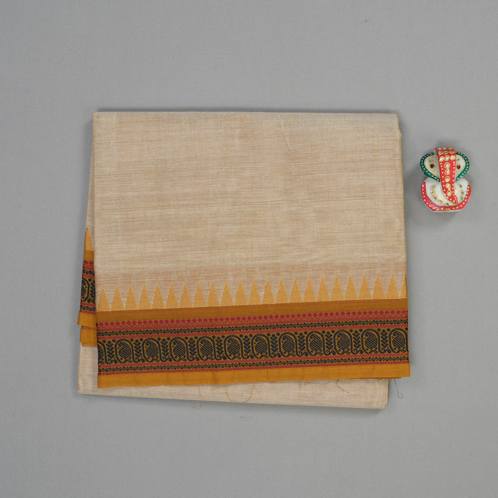Hayagrivas Sandal Handloom Pure Cotton Saree with Mustard Yellow Border KBE48D1-13