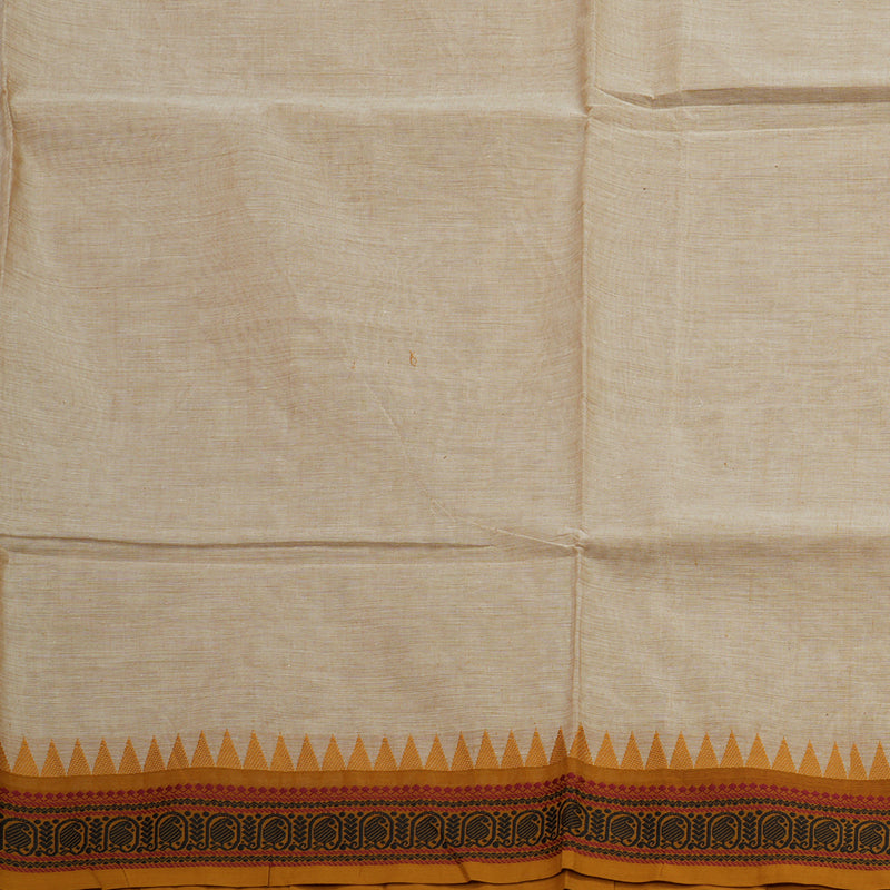 Hayagrivas Sandal Handloom Pure Cotton Saree with Mustard Yellow Border KBE48D1-13