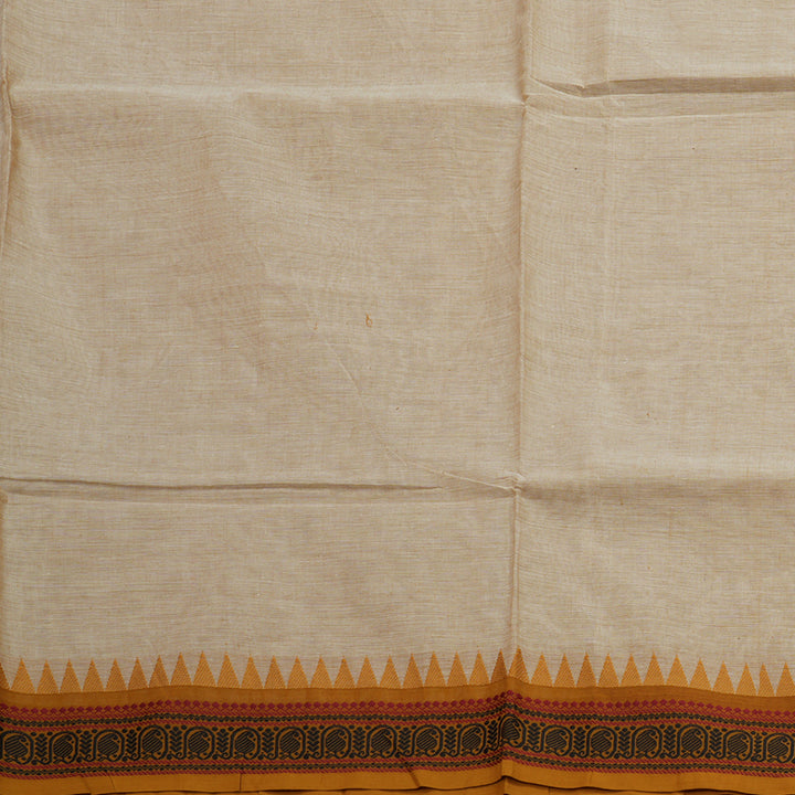 Hayagrivas Sandal Handloom Pure Cotton Saree with Mustard Yellow Border KBE48D1-13