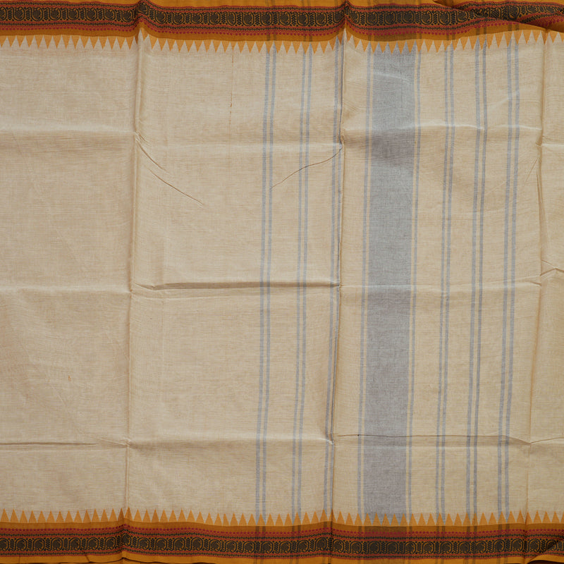 Hayagrivas Sandal Handloom Pure Cotton Saree with Mustard Yellow Border KBE48D1-13