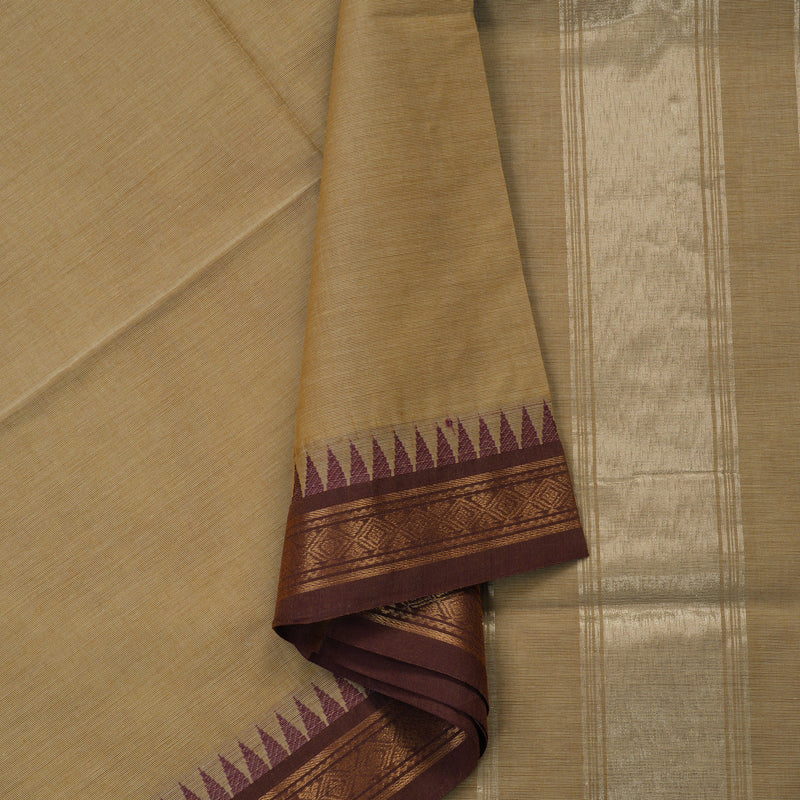 Hayagrivas Handloom Pure Cotton Saree in soothing sandal KBE48D1-20