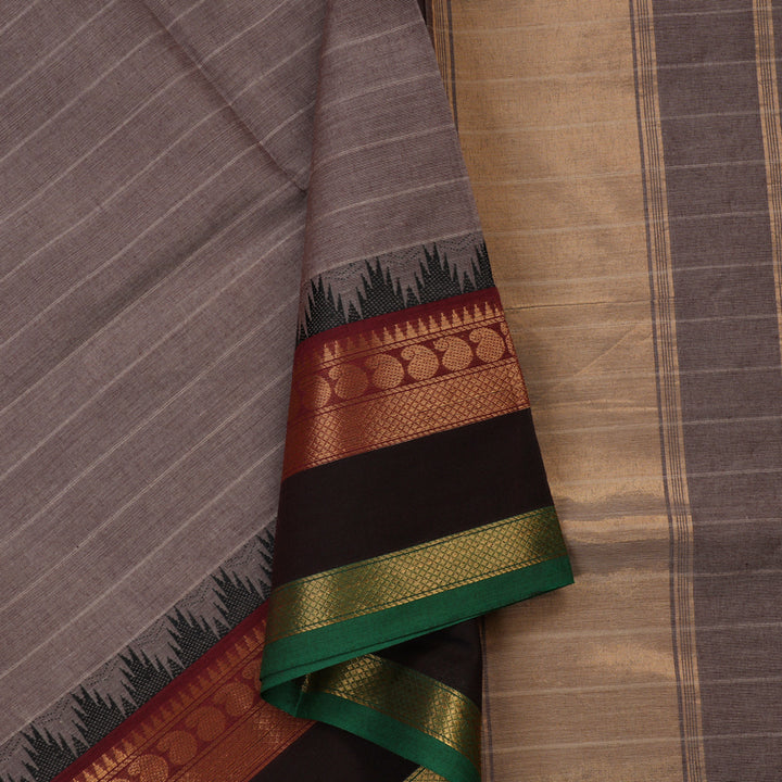 Hayagrivas Handloom Pure Cotton Saree in Rosewood pink with maroon border KBE48D1-24