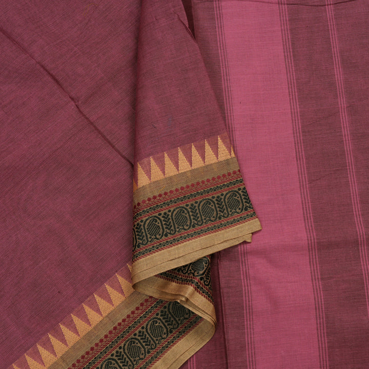 Hayagrivas Handloom Pure Cotton Saree in Soft-hued Rosewood Pink KBE48D1-28