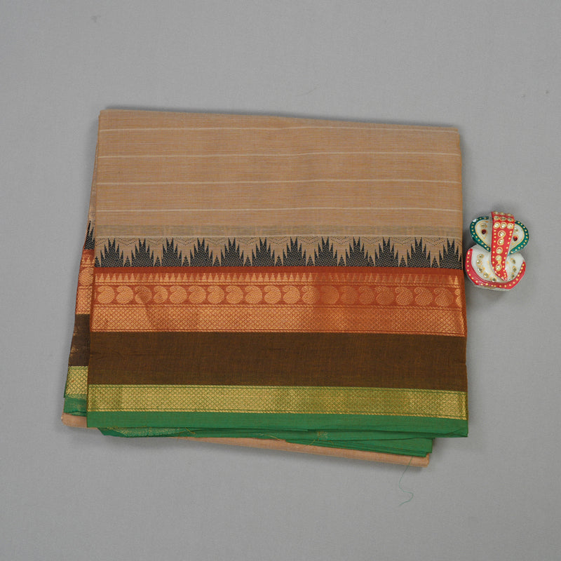 Hayagrivas Handloom Pure Cotton Saree in soothing sandal with manthalir border KBE48D1-32