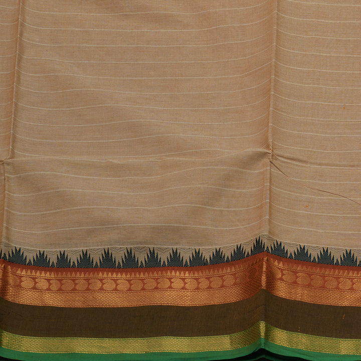 Hayagrivas Handloom Pure Cotton Saree in soothing sandal with manthalir border KBE48D1-32