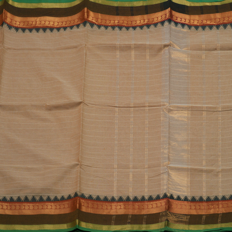 Hayagrivas Handloom Pure Cotton Saree in soothing sandal with manthalir border KBE48D1-32
