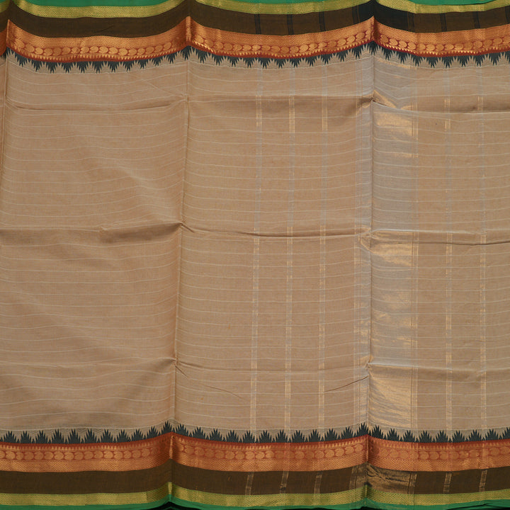Hayagrivas Handloom Pure Cotton Saree in soothing sandal with manthalir border KBE48D1-32