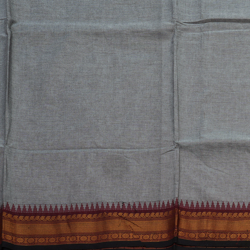 Hayagrivas Grey Handloom Pure Cotton Saree with Wine Maroon Border KBE48D1-37