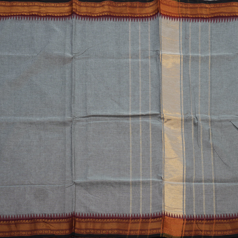 Hayagrivas Grey Handloom Pure Cotton Saree with Wine Maroon Border KBE48D1-37