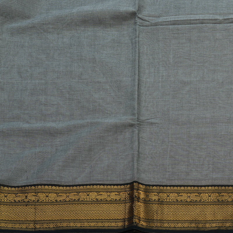 Hayagrivas Grey Pure Chettinad Cotton Saree with Black Border KBE48D1-4