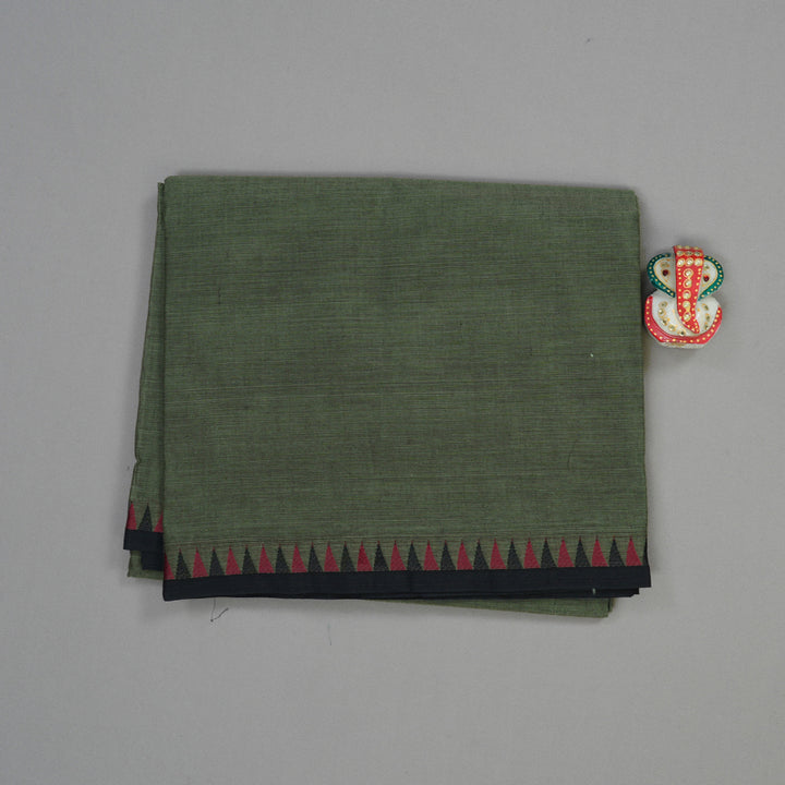 Hayagrivas Gray Green Handloom Pure Cotton Saree with Black Border KBE48D1-44
