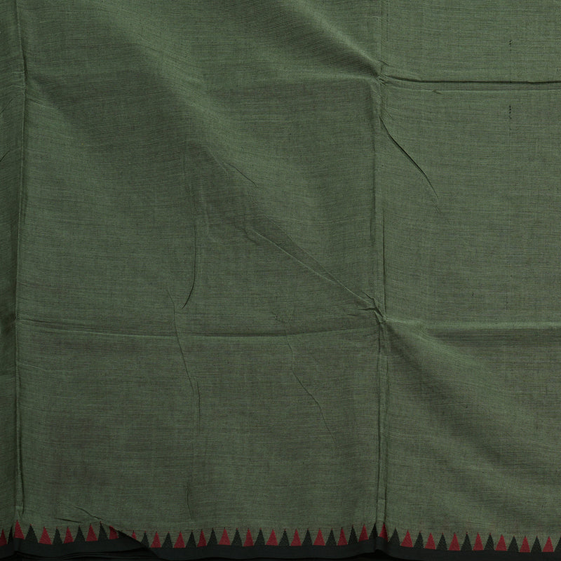 Hayagrivas Gray Green Handloom Pure Cotton Saree with Black Border KBE48D1-44