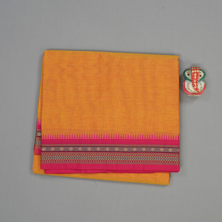 Hayagrivas Dual Tone (Yellow With Pink) Handloom Pure Cotton Saree with Pink Border KBE48D1-45