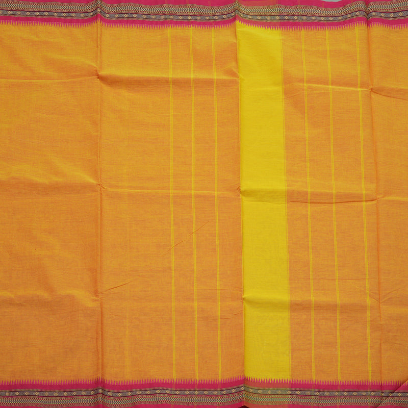 Hayagrivas Dual Tone (Yellow With Pink) Handloom Pure Cotton Saree with Pink Border KBE48D1-45